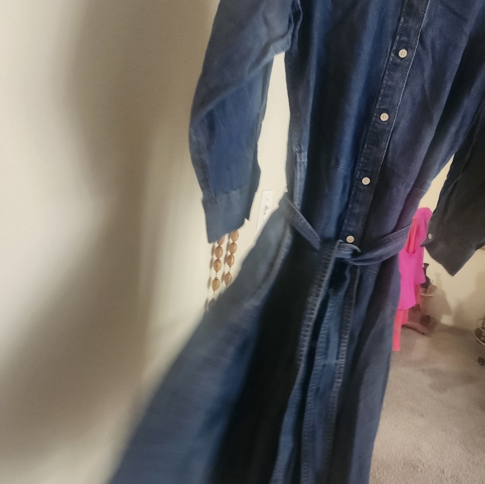 Dark Blue Denim Dress with Belt